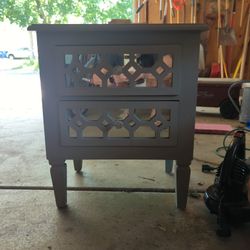 Mirror Top End Table - Painted Grey