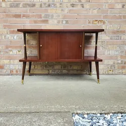 Mid Century Atomic Laminate Record Cabinet Vintage