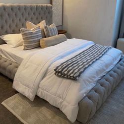 New Queen Size Grey Platform Bed Frame 