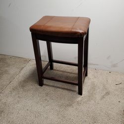 2 Leather And Wood Stools $70