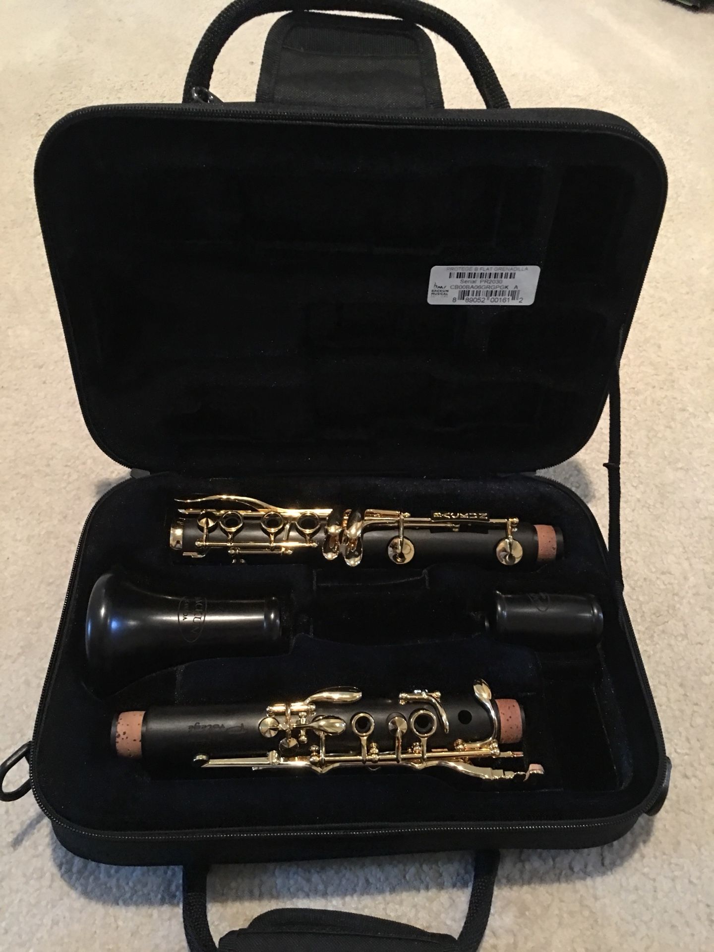 Backun Protege Bb Grenadilla Clarinet, Gold keys, brand new