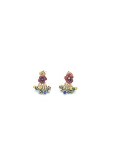 14K Gold Painted Enamel Glazed Earrings