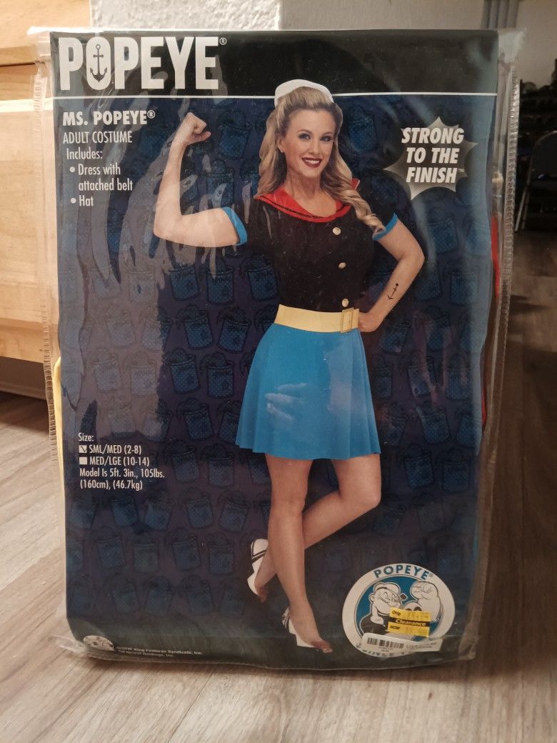 Ms. Popeye Adult Costume Women Size S/M (2-8)