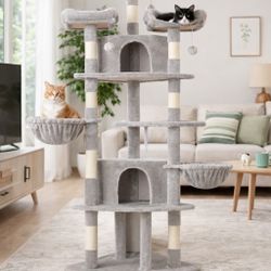 Gray 73in Multi-Level Cat Tree Tower