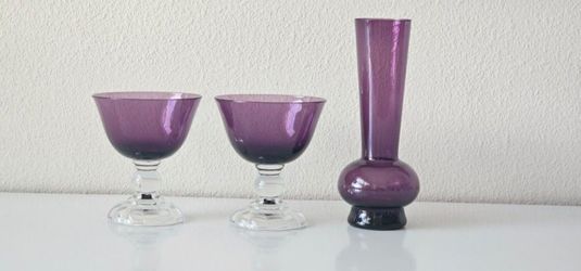 Vintage Fostoria “Victorian Amethyst” Glass Set – 1930s–1940s 💜 Elegant & Rare