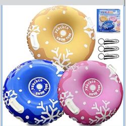 NEW 3 Packs Snow Tube Inflatable Sleds for Kids Heavy Duty 35'' with Handles