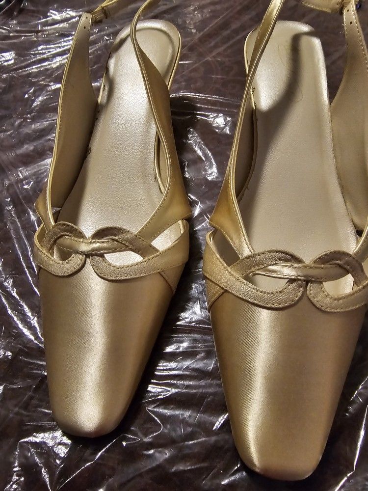 Gold Silk Dress Shoes