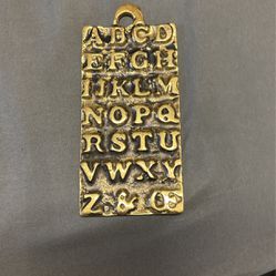 Rare Child’s Brass Alphabet Plaque Signed St Paul AD 1730