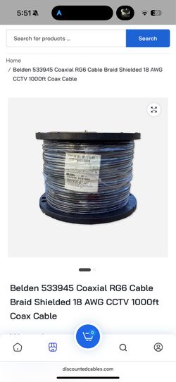 1,000 feet Belden copper coax cable