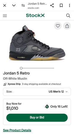 Jordan 5 Off White Muslin Size 12 Men