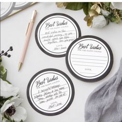 25 Bests Wishes  Paper  ‘coasters’ For Weddings/ Bridal Showers/ Parties Thumbnail