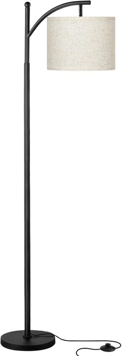 Ambimall Arc Floor Lamp – Adjustable Shade, LED Bulb, Foot Pedal Switch (Black)