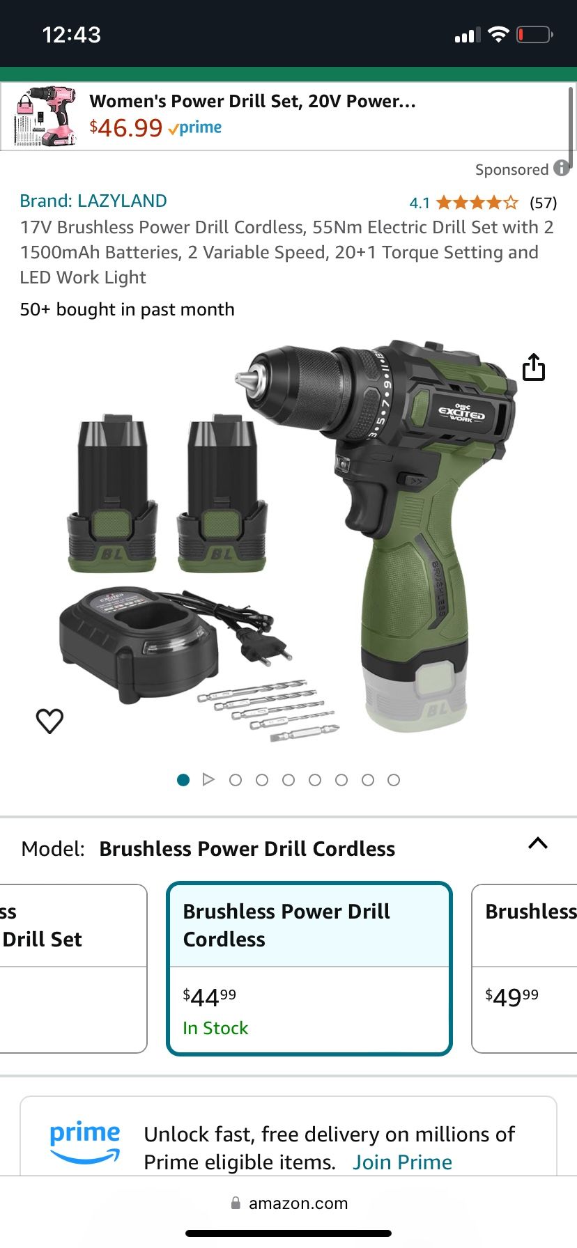 New Brushless Power Drill