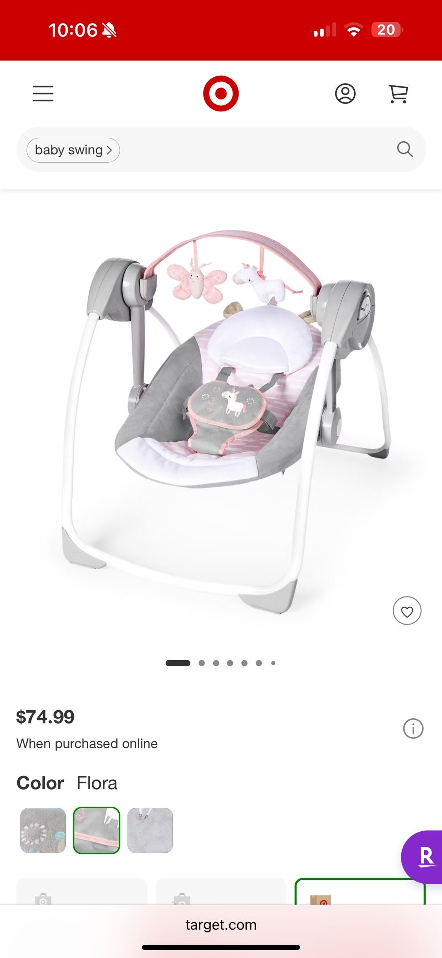 Baby Swing - Foldable - Used Like New - Great Condition