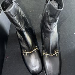 Saint Laurent YSL Beau 75 Horsebit Leather Boots – Black – Size 45 