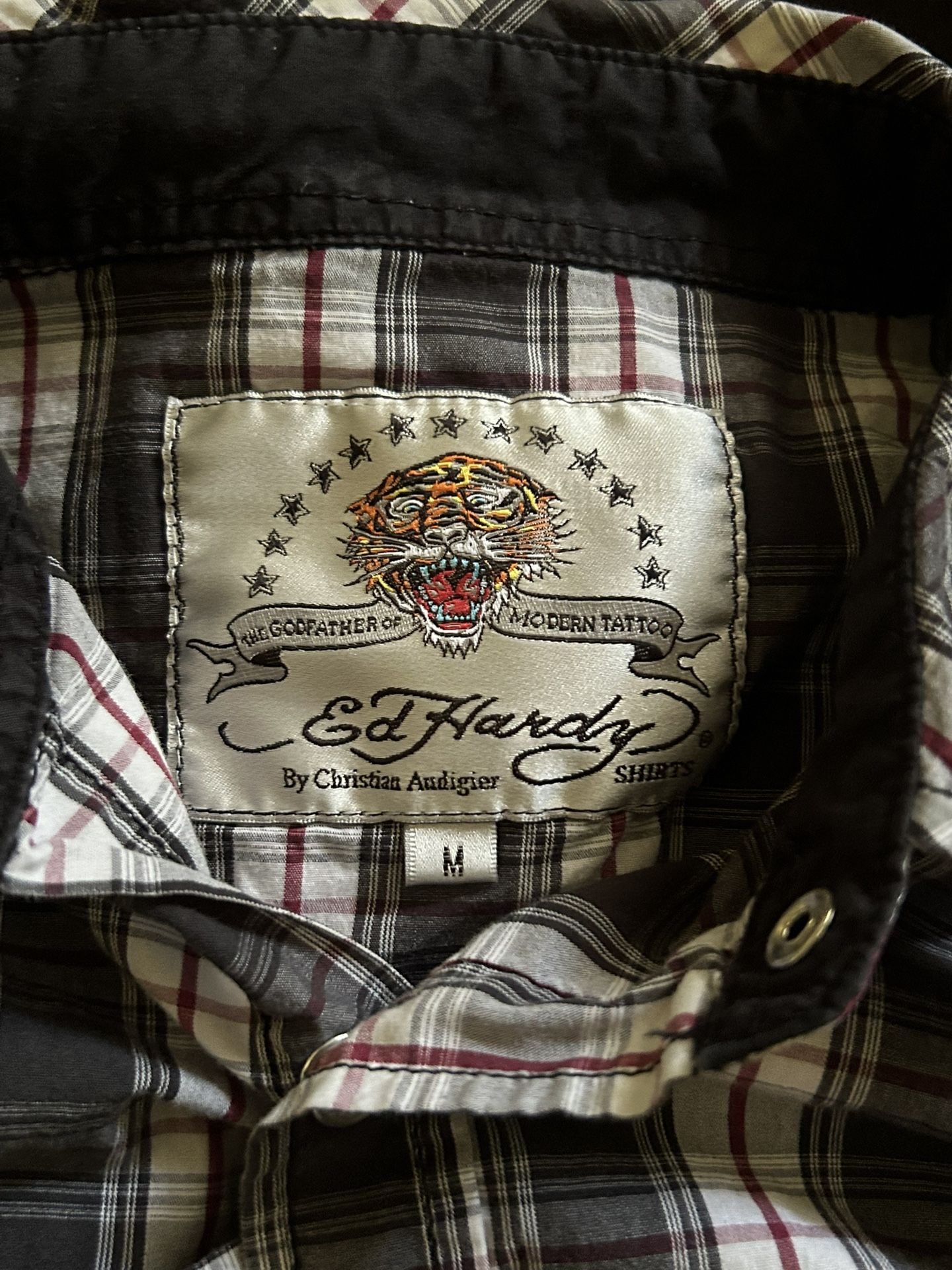 Ed Hardy Christian Audigier Plaid Button Up