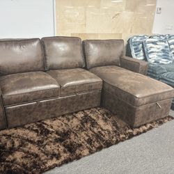 Brown Sofa Sectional Sleeper Couch For Sale ( Furniture Assembly) Brand New 