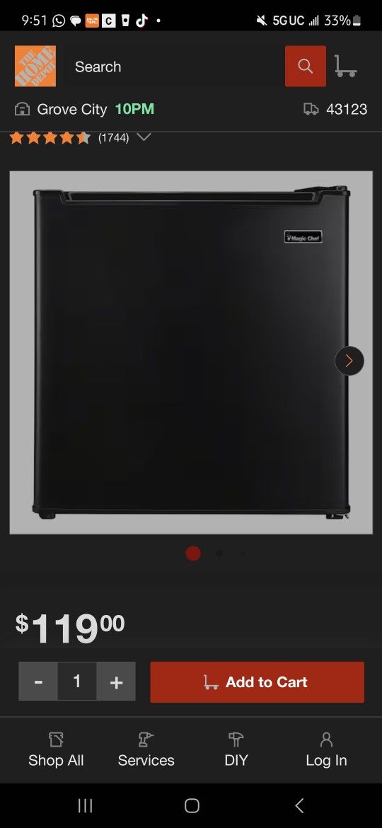 Magic Chef
1.7 cu. ft. Freezerless Mini Fridge in Black