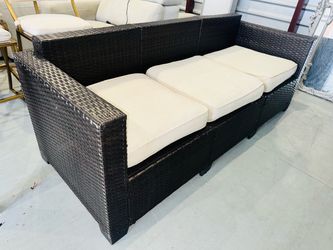 Outdoor Wicker 3-Seat Patio Sofa