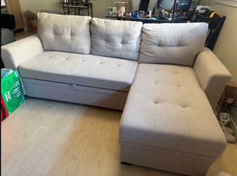 Reversible Sleeper Sectional Sofa W/Storage Chaise
