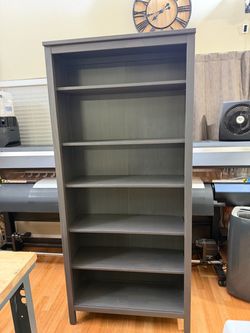 IKEA Tall Gray Wood Bookcase 6 Shelves