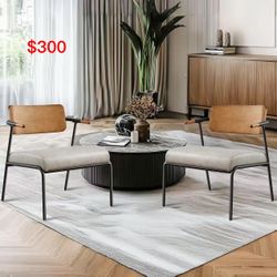 Simple Deluxe Accent Chair Set of 2,Sand Grey