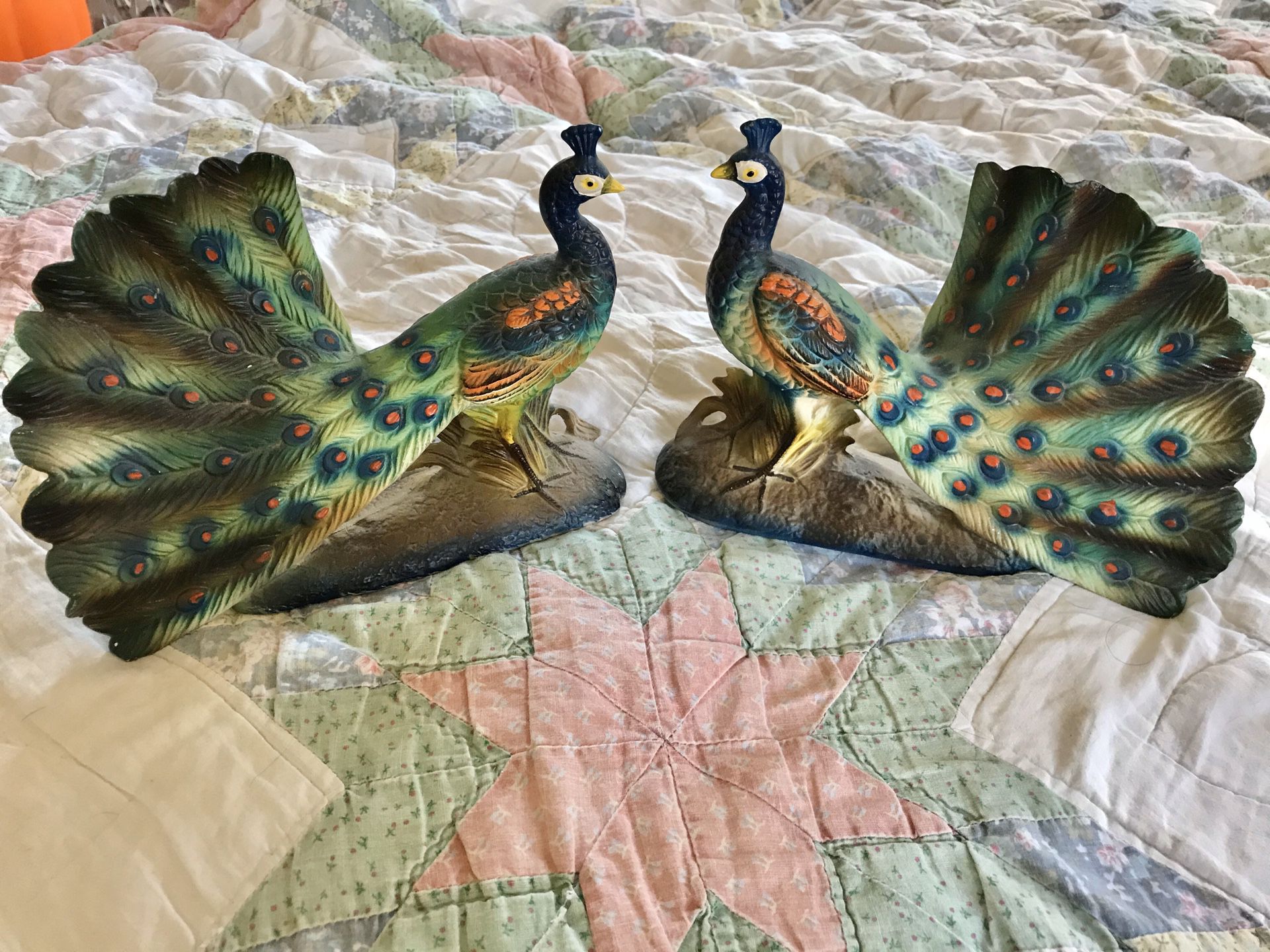 Vintage Pair of Peacock Figurines Made In Japan