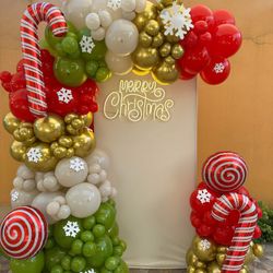 Christmas Holiday Balloon Garland Backdrop 