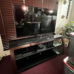 TV Stand In Brown W/Tinted Glass