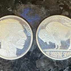 1 Troy oz .999 Fine silver Rounds 