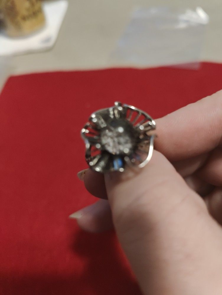 Clear Quartz Crystal Flower Ring