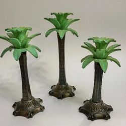 3 Palm Tree Candle Holders