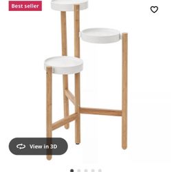 IKEA SATSUMAS Plant Stand – 3-Tier Bamboo & White