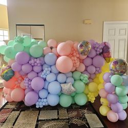 Balloon Wall Pastel Colors Pink Birthday Party Balloons