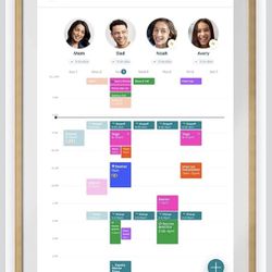 Hearth Display 27" Digital Calendar for Families, Interactive Touchscreen, Custom Wall Mount, Light Wood Frame