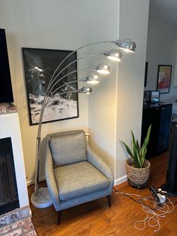 5-Arm Chrome Arc Floor Lamp with Marble Base