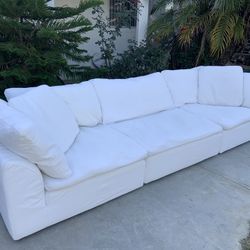 Oversized 11’ Cloud-Style Sofa – RH Inspired, Extra Deep, White Slipcover