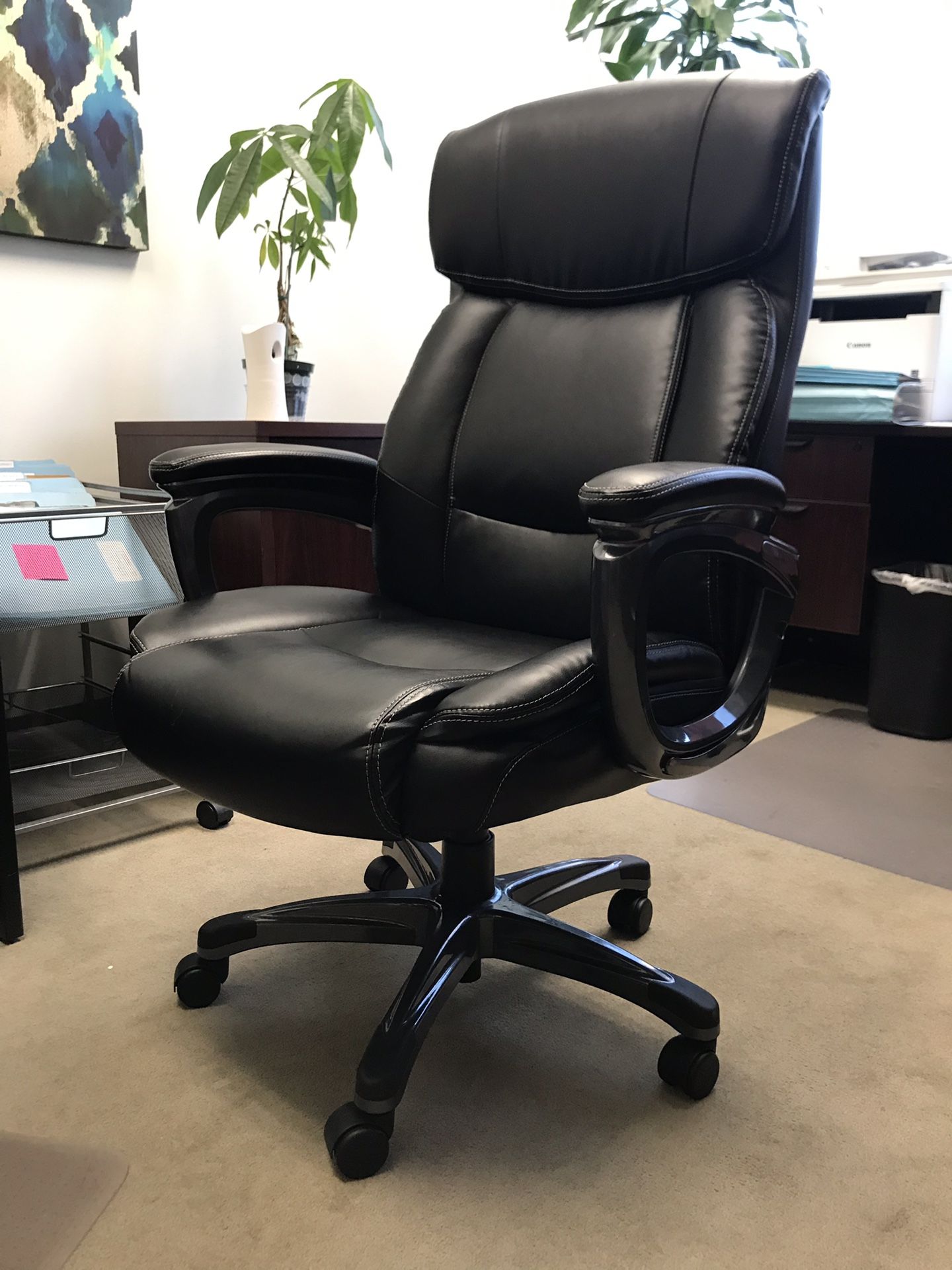 Staples Lockland Bonded Leather Big Tall Managers Chair Black for