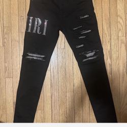 Black Rhinestones Amiri jeans