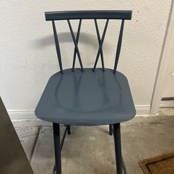 (2) Gray Blue Metal Counter Stool 