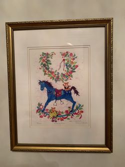 Susan J. Johnson Original Art 42/500 Rocking Horse 16x20 and 9x12 Inches, Signed