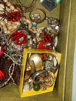 Huge Vintage Jewelry Estate Lot Box - 14K Gold, Sterling Silver, Costume Mix