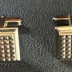 Gold Tone Cufflinks Vintage Square Texture Cufflinks