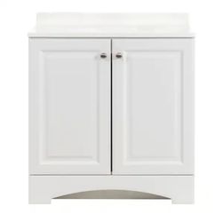 31 in. Single Sink White Bath Vanity with White Cultured Marble Top 