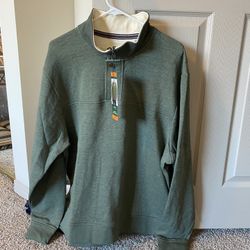 Mens Orvis Half Zipper Button Fleece Pullover 