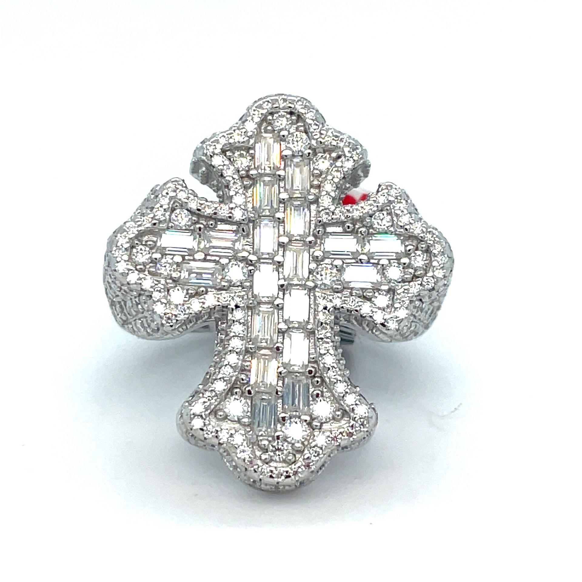 925 Sterling Silver Moissanite Cross Ring 14.20g 4.85CTW Size 10 200620/7