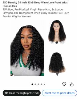 Brand new : 24 Inch 13x6 Deep Wave Lace Front Wigs Human Hair