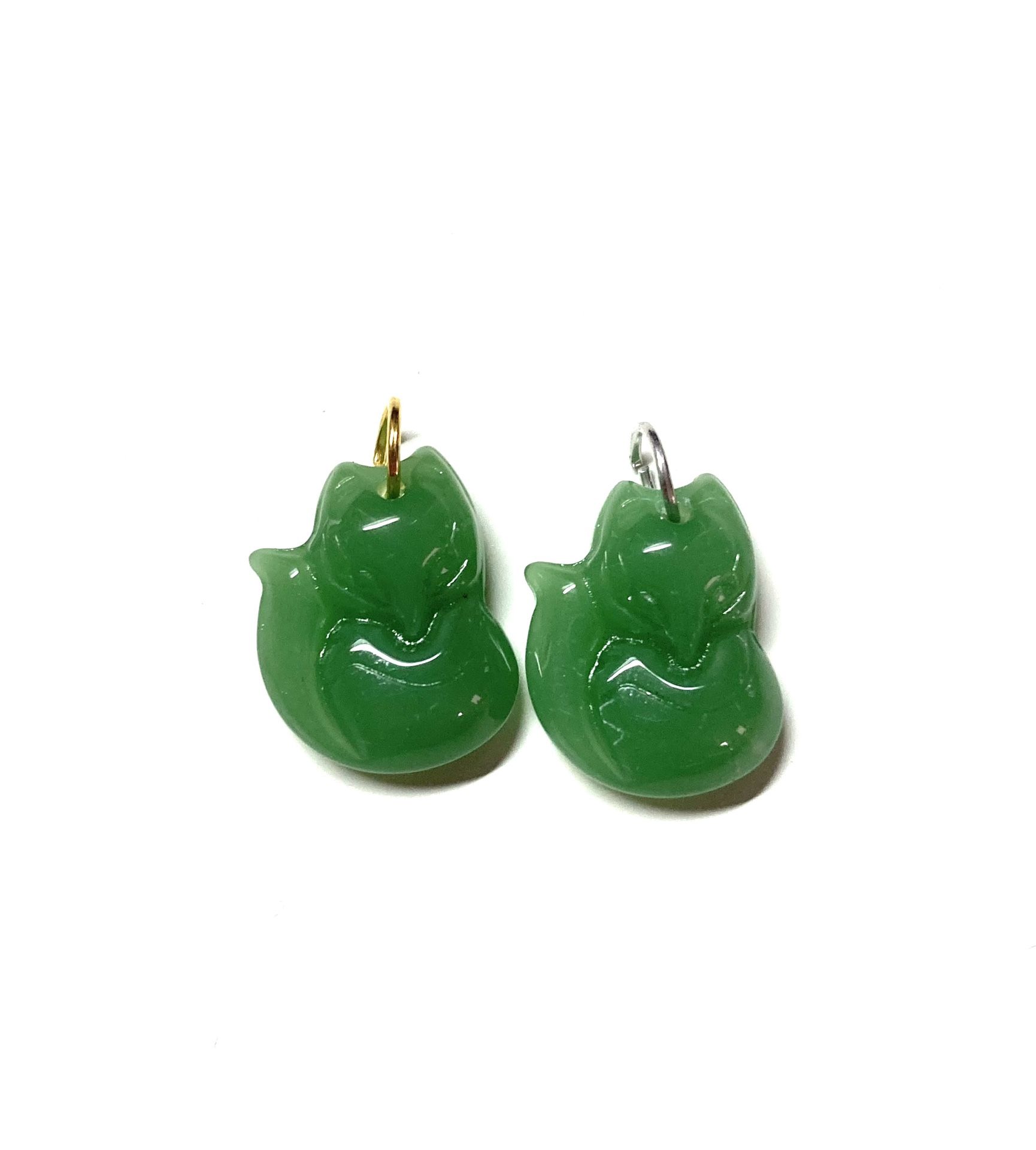 light Green jade jadeite fox pendant necklace 