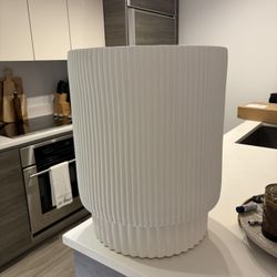 West Elm White Fluted Side Table / Accent Table