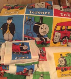 Thomas the Tank Engine Twin Sheet Set and Blanket and Bonus:Curtains